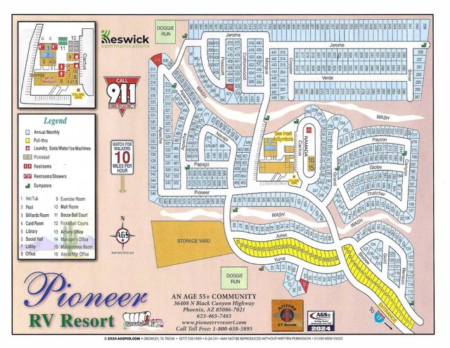 Pioneer RV Resort | Park Map | Phoenix, Arizona 55 Plus Community
